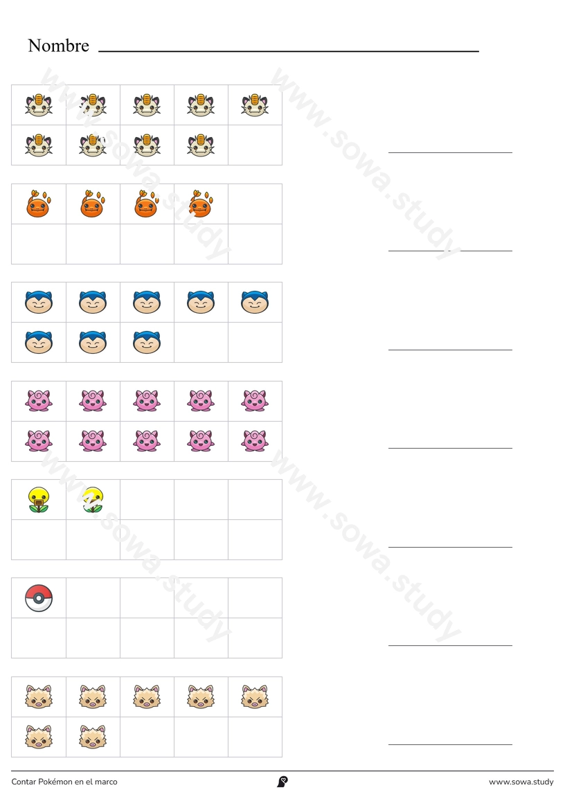 Contar Pokémon en el marco – ficha para imprimir