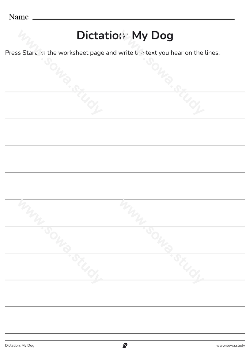 Dictation: My Dog – printable worksheet