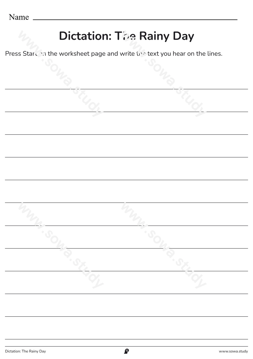 Dictation: The Rainy Day – printable worksheet